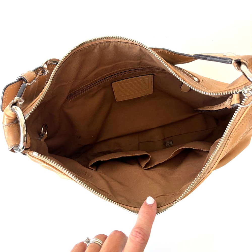 Coach Ergo Pleated Hobo Tan Leather Shoulder Bag F13730 Vintage Buckle Strap - Picture 4 of 15